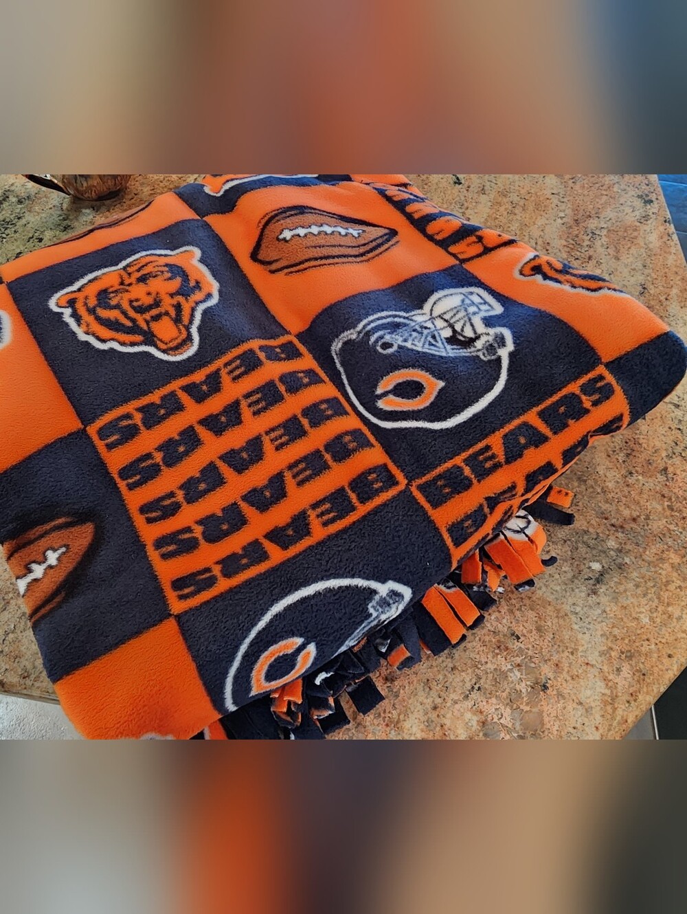 Chicago Bears Orange & Navy Fleece Blanket